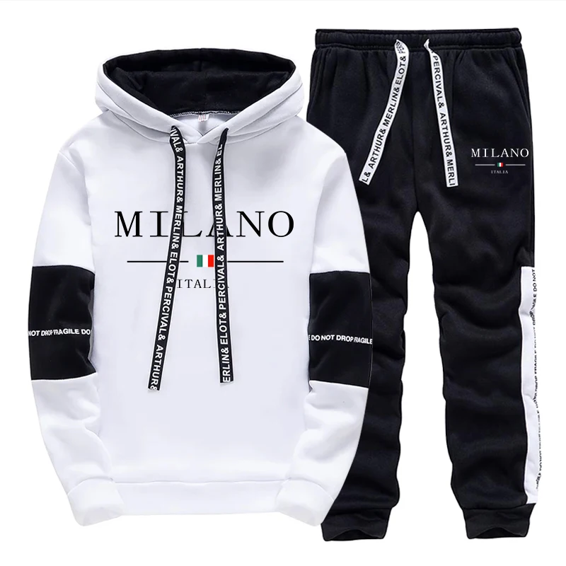 Joggers Pants - Men's Set/Hoodie/Pants Italy Trendy Hoodie Sportswear