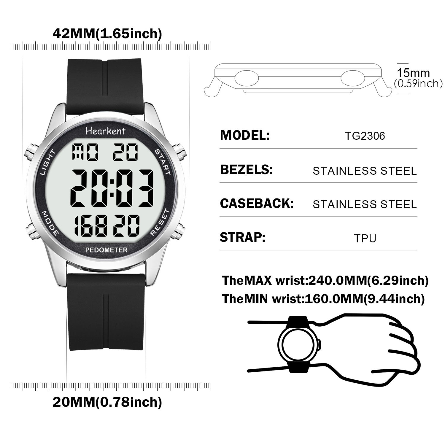 Hearkent Pedometer Watch Men/W - đánh giá và giá Running Watch