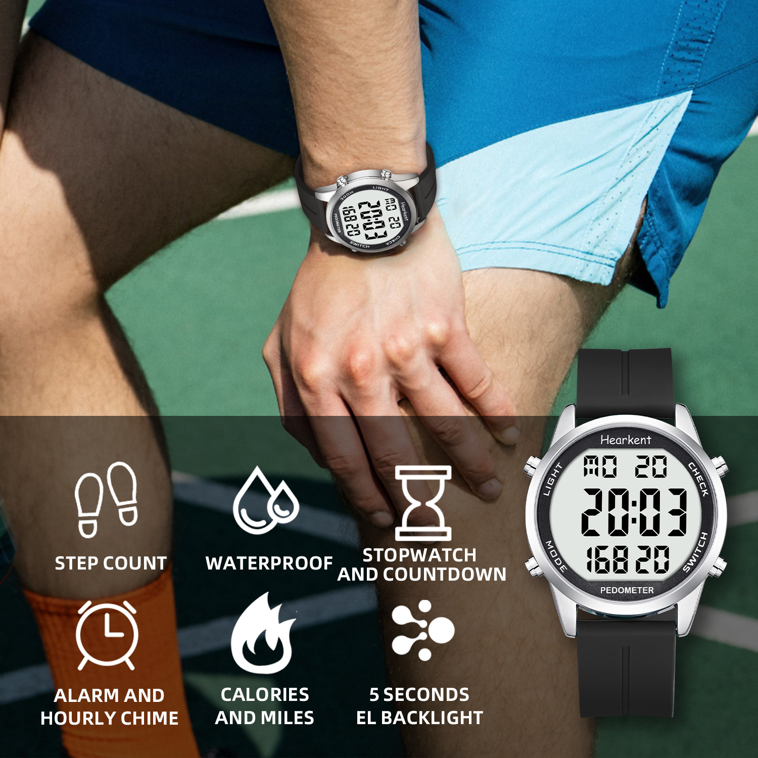 Hearkent Pedometer Watch Men/W - đánh giá và giá Running Watch